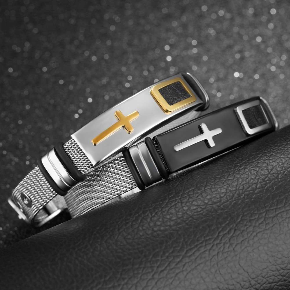 Bracelet gold cross titanium steel personality bracelet for Men - Minihomy