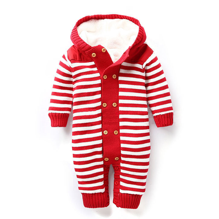 Newborn Baby Boys Girls Warm Romper Baby Winter Thick Climbing Clothes - Minihomy