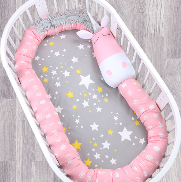 Crib bed surrounded by cotton four seasons universal children anti-collision summer breathable elliptical bed baby - Minihomy