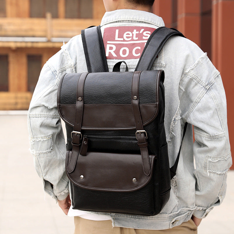 Backpack PU leather student bag - Minihomy