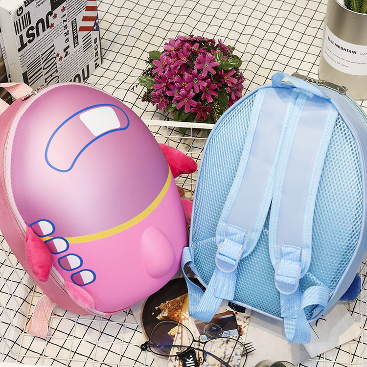 Children's cartoon kindergarten schoolbag small aircraft hard shell backpack waterproof eggshell double shoulder bag - Minihomy