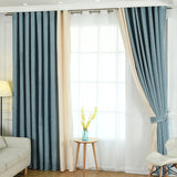 Stitching simple solid chenille curtain high shading curtain - Minihomy