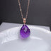 18K Gold Inlaid Amethyst Necklace Female Gemstone Pendant Clavicle - Minihomy