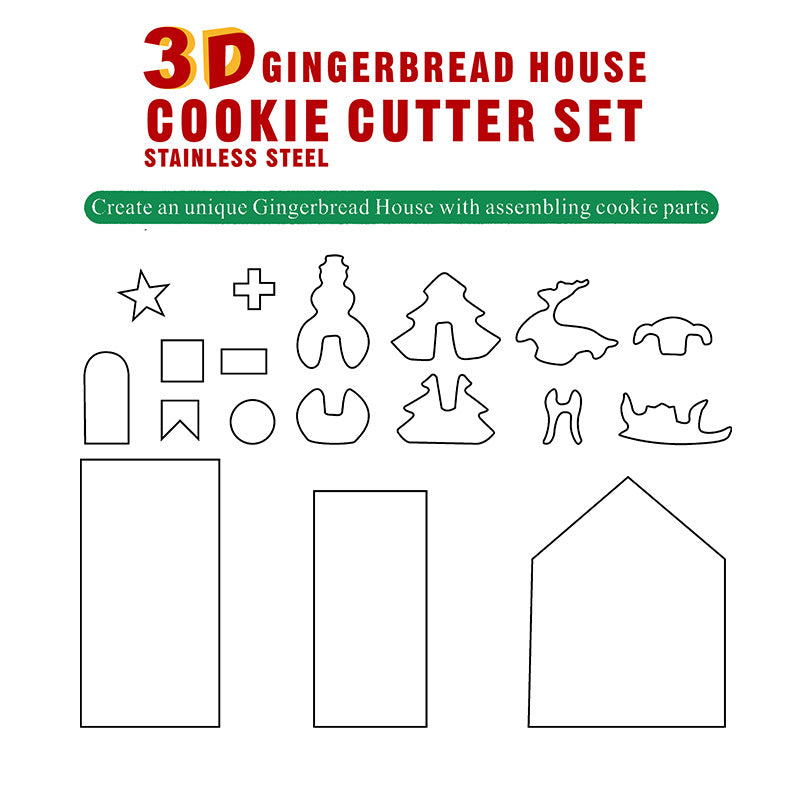 8/18-piece Set Gingerbread House Stainless Steel Christmas Scenario Cookie Cutters Set Biscuit Mold Fondant Cutter Baking Tools - Minihomy