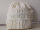 Mixed Color Knitted Wool Hat Ladies Non-labeled Ponytail Hat - Minihomy