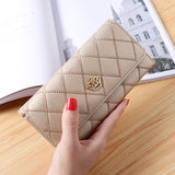 Korean Style PU Leather 3-Fold Money Folder with Cross Pattern and Multiple Card Slots - Minihomy