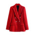 Long-Sleeve Double-Breasted Woolen Blazers Coat - Minihomy