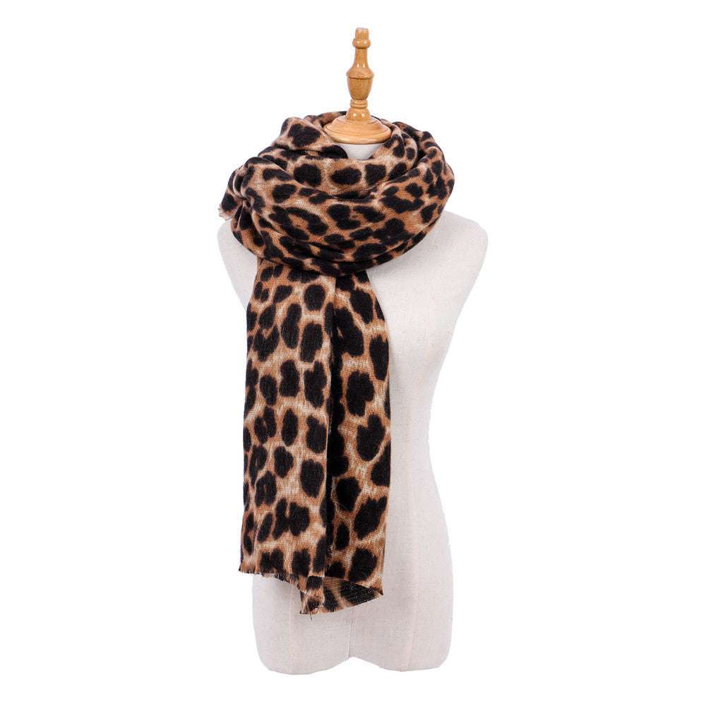 Leopard-Print Cashmere Women's Scarf Shawl: Unleash Your Wild Elegance - Minihomy