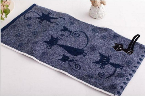 Tail Hook Cotton Cat Face Towel 25x50cm