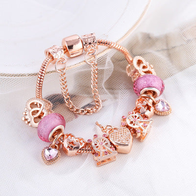 Exquisite ladies bracelet heart crown beaded jewelry - Minihomy