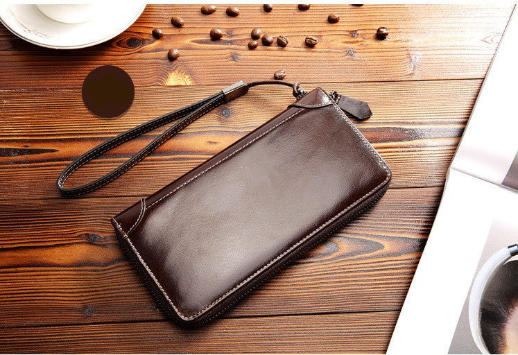 Men's Leather Clutch Wallet - Slim & Stylish Business Card Holder - Minihomy