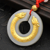 Ping An Buckle Gold Inlaid Double Dragon Jade Pendant - Minihomy