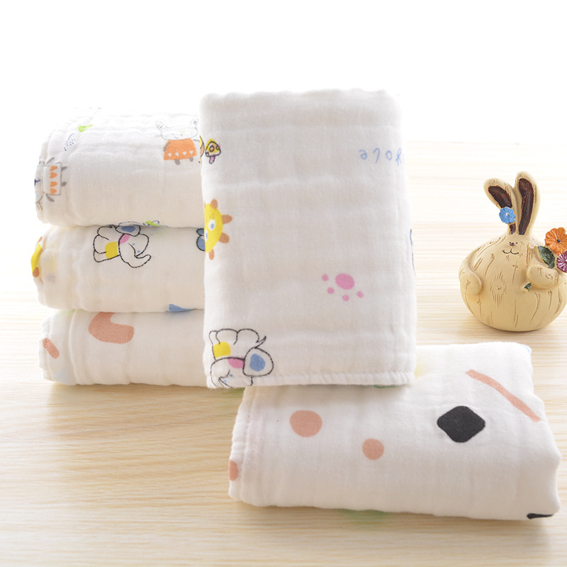 Cotton 6-layer washed gauze folds children's towel - Minihomy