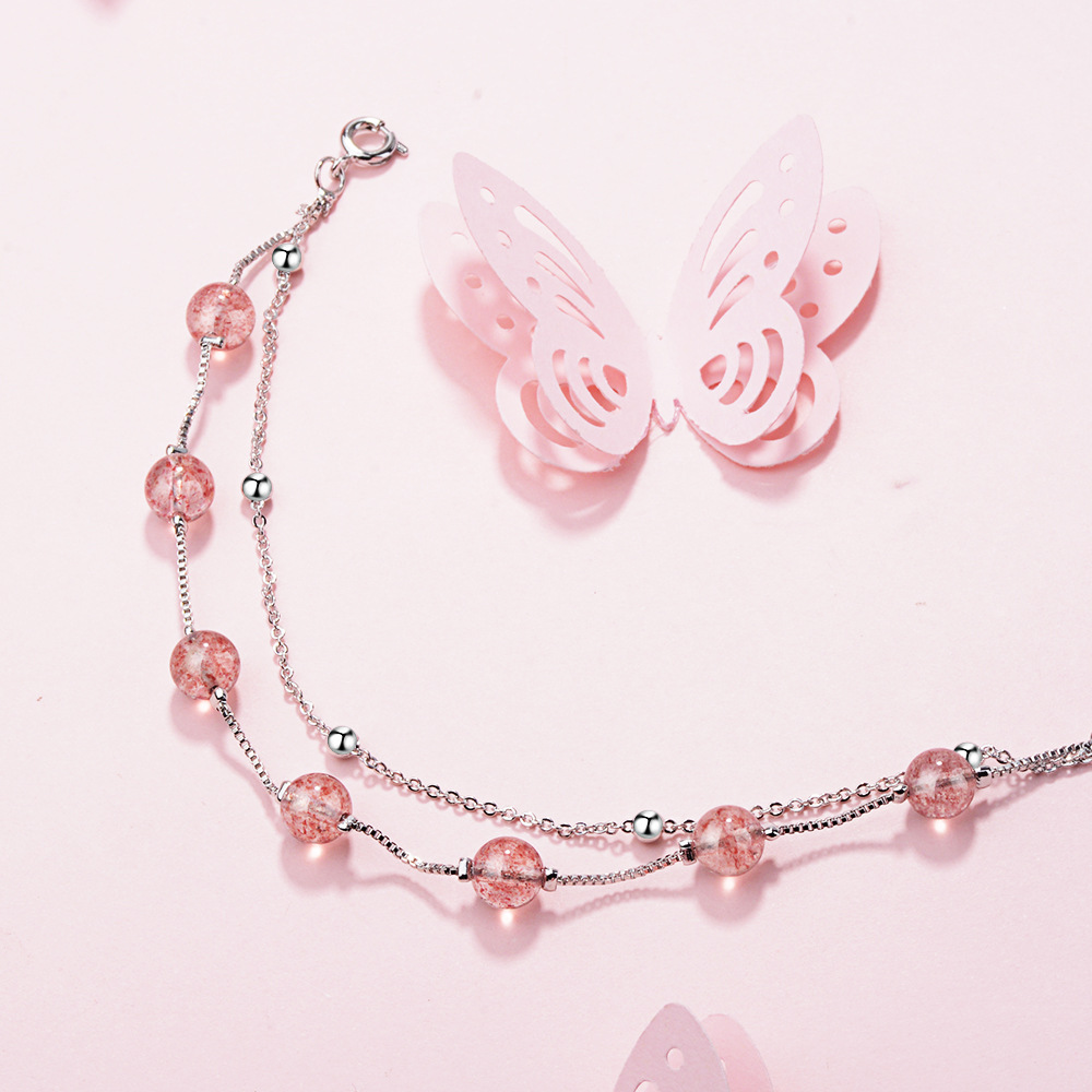 Double pink crystal bracelet - Minihomy