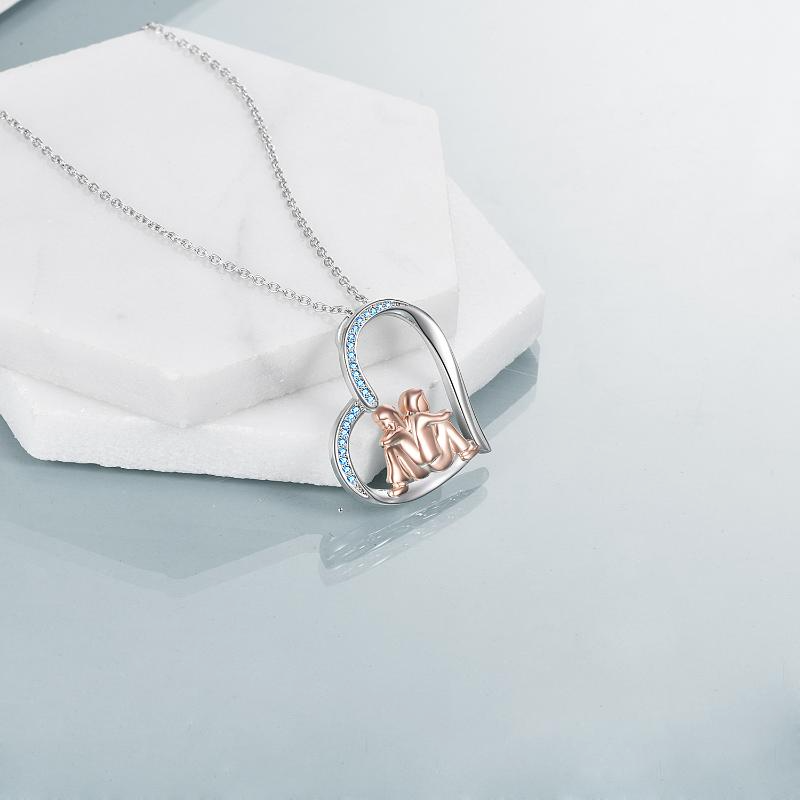 Sister Necklace Sterling Silver Rose Gold Plated Love Heart Friendship Necklace