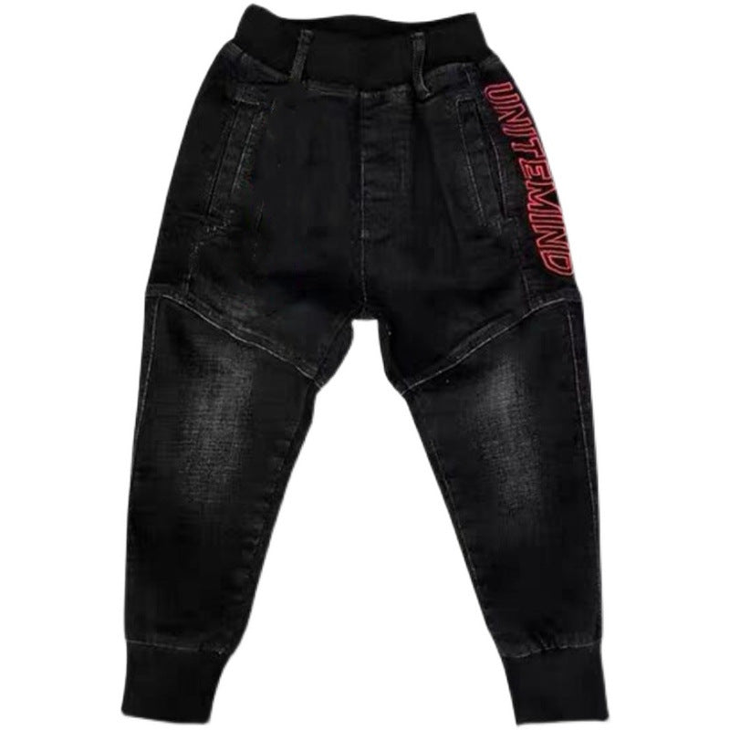 Kids Black Jeans Single Pants Spring And Autumn Boys Pants - Minihomy