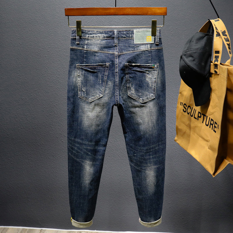 Retro Jeans Erkek Slim Düz Streç Pantolon