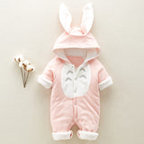 Cotton padded cotton baby romper thickened hooded clothes - Minihomy