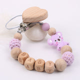 Baby soothing beech wood mouth chain clip - Minihomy