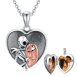 Sterling Silver Halloween Heart Pendant Photo Locket Necklace Gift for Her