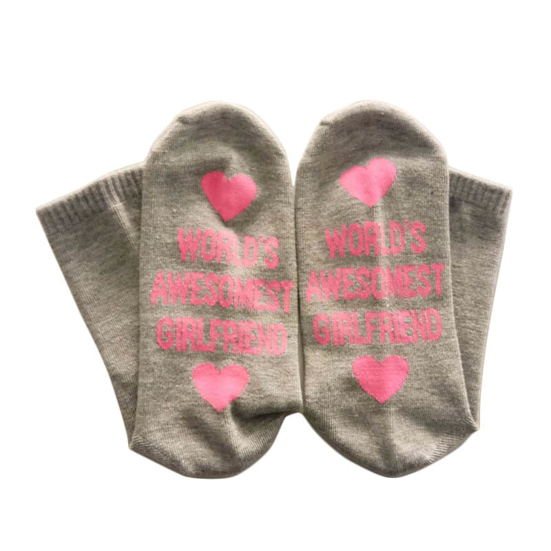 Men Women Cotton Socks Printing Letter Funny Socks For Boyfriend Girlfriend Valentine's Day Gift - Minihomy