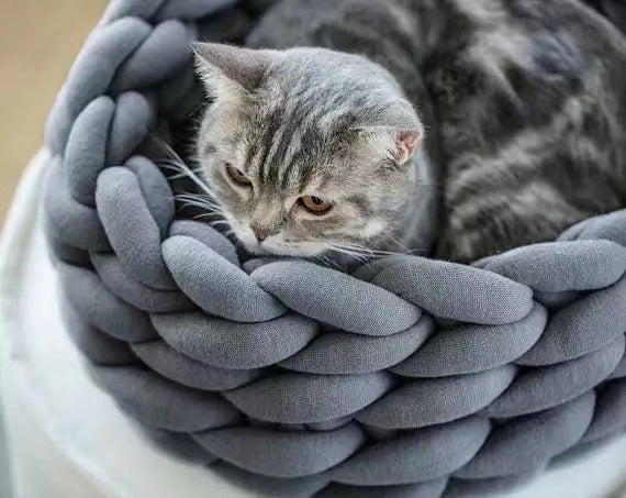 Cat House Cushion Soft Long Plush Warm Pet Mat Cute Kennel Cat Sleeping Basket Bed Round Fluffy Comfortable Touch Pet Products - Minihomy