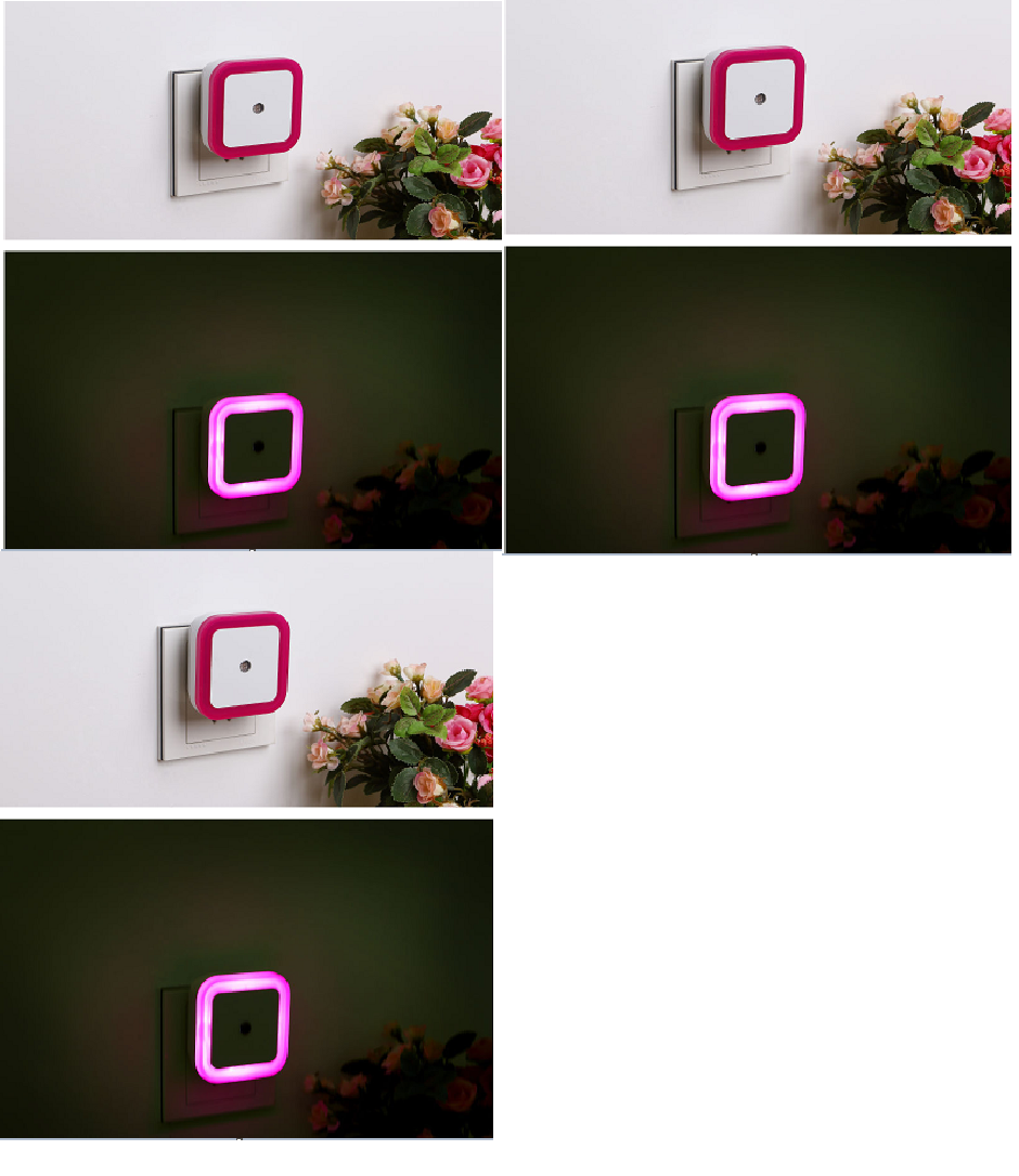 Intelligent LED sensor light Four square halo night light Creative gift plug-in energy-saving human body night light - Minihomy