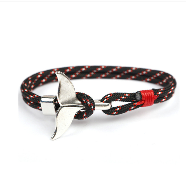 Anchor whale tail umbrella rope handmade couple bracelet - Minihomy