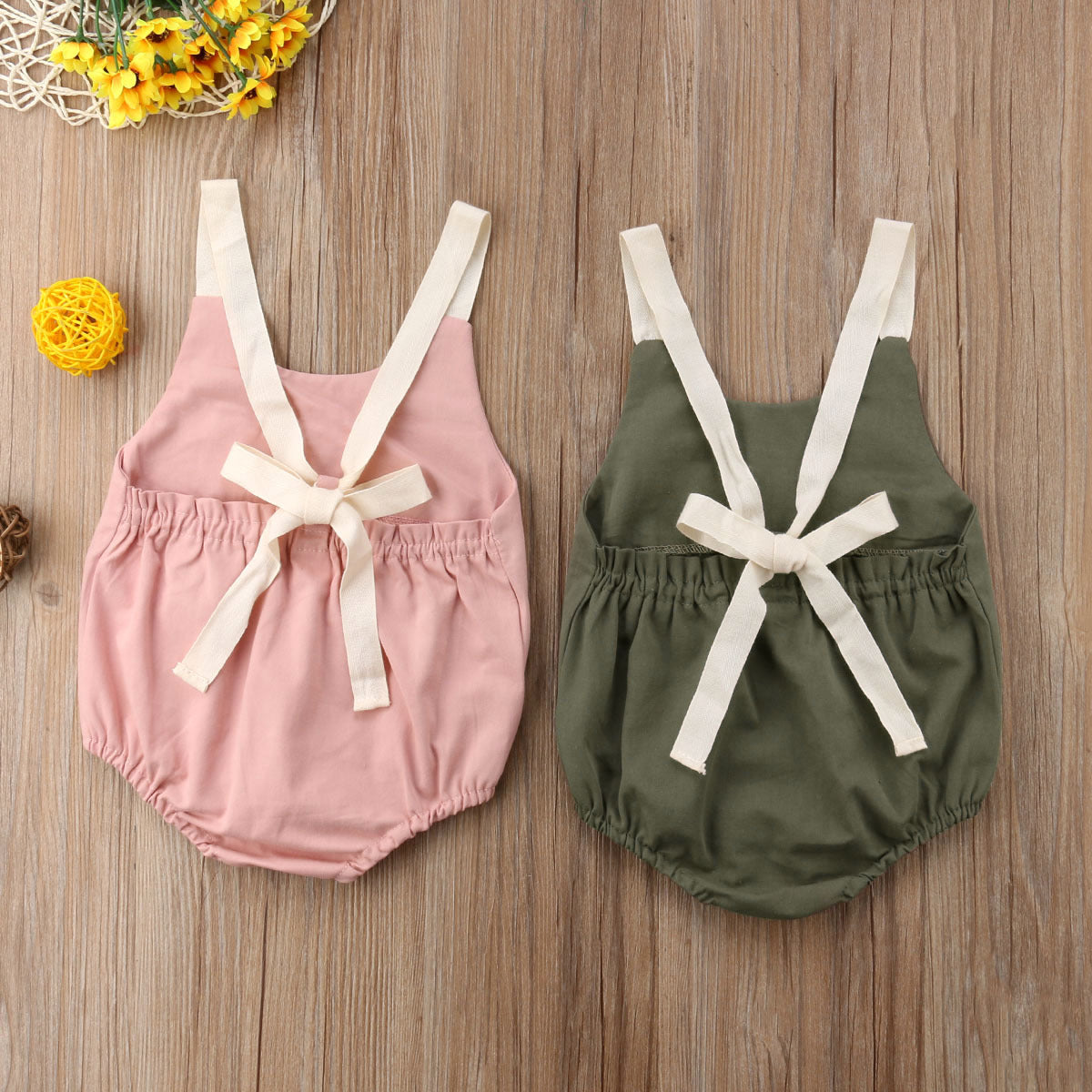 Toddler Baby Girl Summer Bowknot Romper Infant Backless Romper