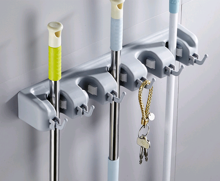 One Guard Mop Hook Optional Multi-function Mop Rack Hanger Bathroom Door Hook Strong Mop Deck - Minihomy