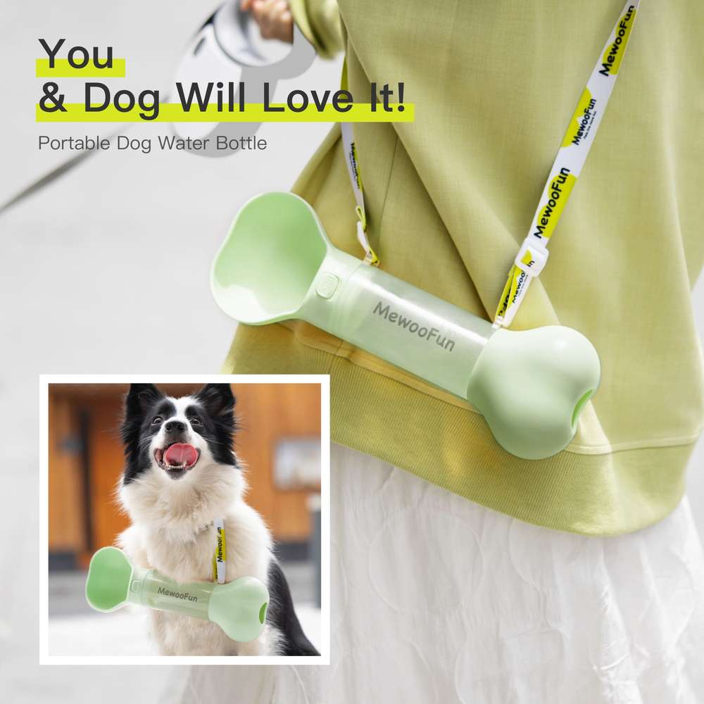 Mewoofun Pet Dog Water Bottle Feeder Bowl 2 in 1 Leak Proof Portable Food Bottle Pets Outdoor Travel Drinking Include Poop Bag - Minihomy