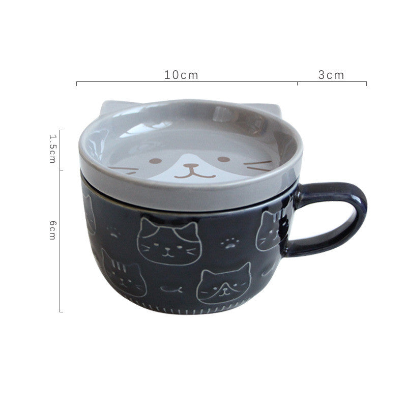 Japanese Ceramic Cartoon Cat Mugs Cute Breakfast Cup Creative - Minihomy