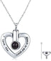 925 Sterling Silver Heart Urn Necklace for Ashes Heart Pendant - Minihomy