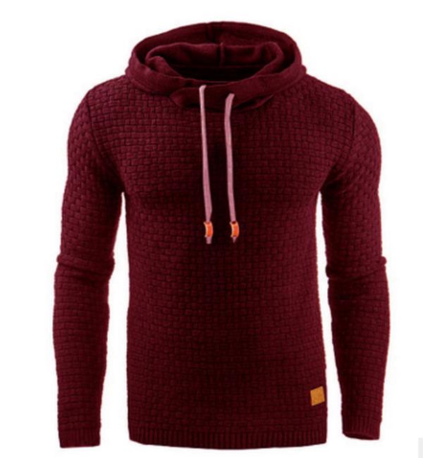 Men's Jacquard Sweater Long-sleeved Hoodie Warm Color Hooded Sweatshirt - Minihomy