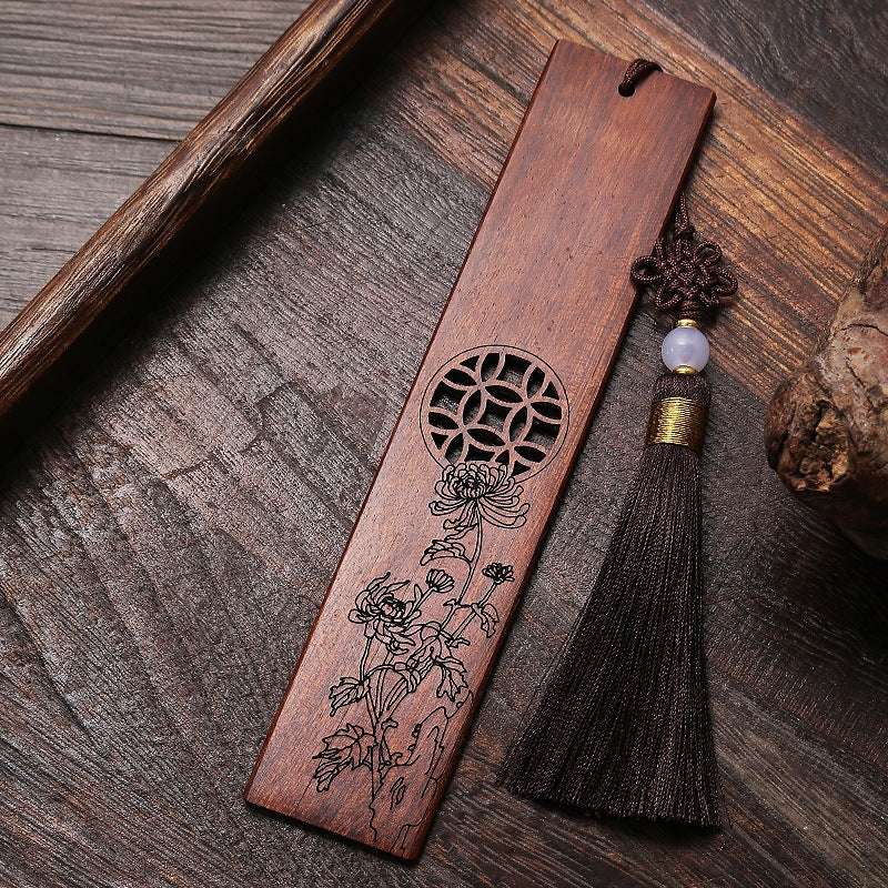 Mahogany Ebony Hollow Nanmu Bookmark Set Chinese Style Crafts - Minihomy