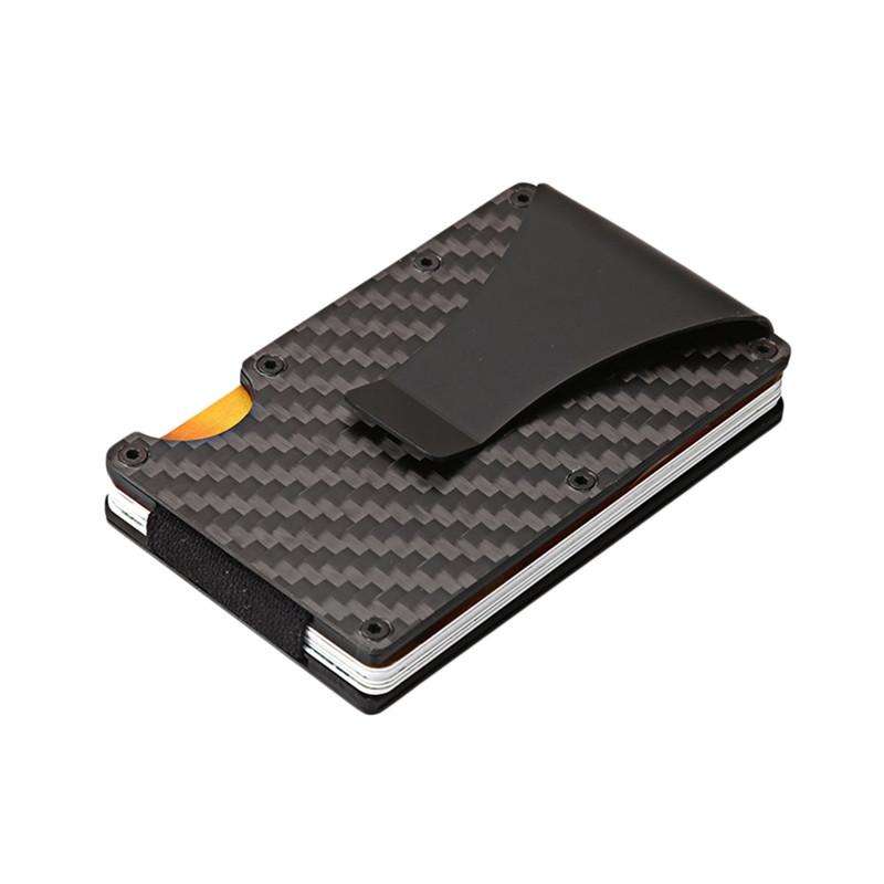 Carbon fiber RFID anti-magnetic card package aluminum bank card credit card business card holder wallet European and American metal wallet - Minihomy