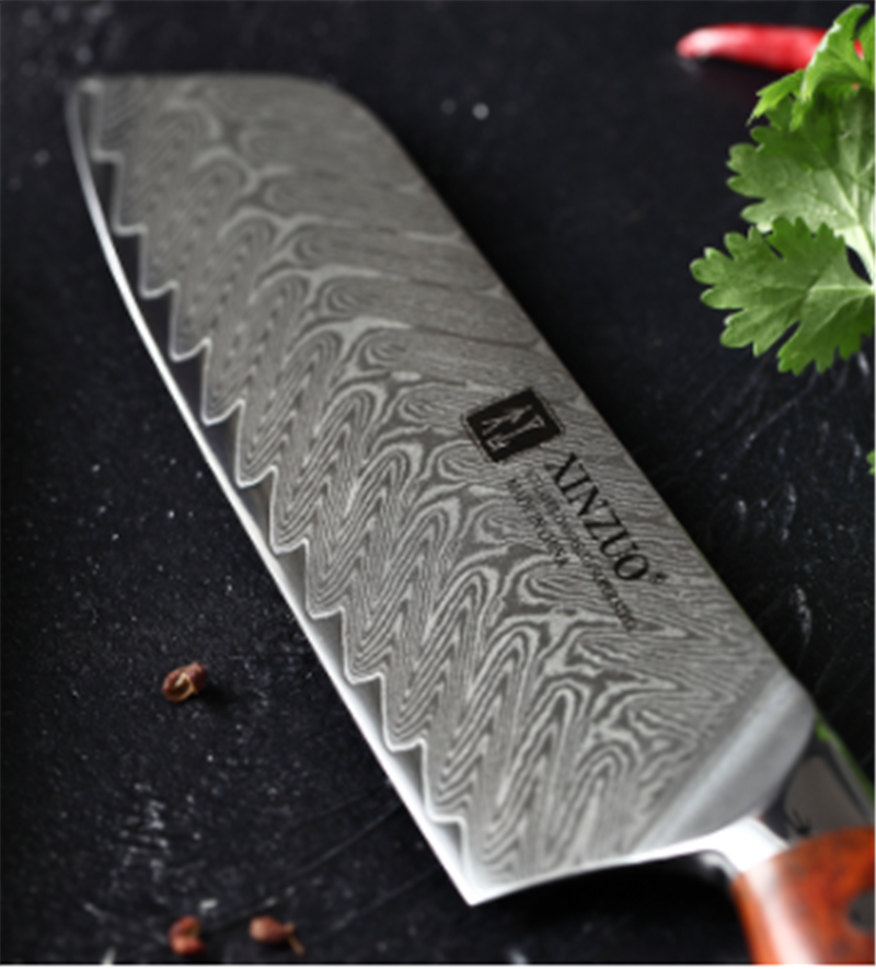 Damascus Steel Santoku Knife | 7 Inch Chef Knife for Kitchen - Minihomy