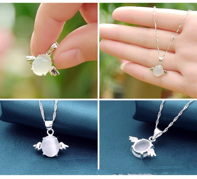 High Quality Cat's Eye Angel Egg Pendant Valentine's Day Hypoallergenic Jewelry - Minihomy