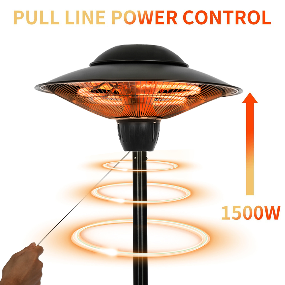 Patio Heater 1500W Outdoor Electric Heater,Outdoor Infrared Heater Tip Over - Minihomy