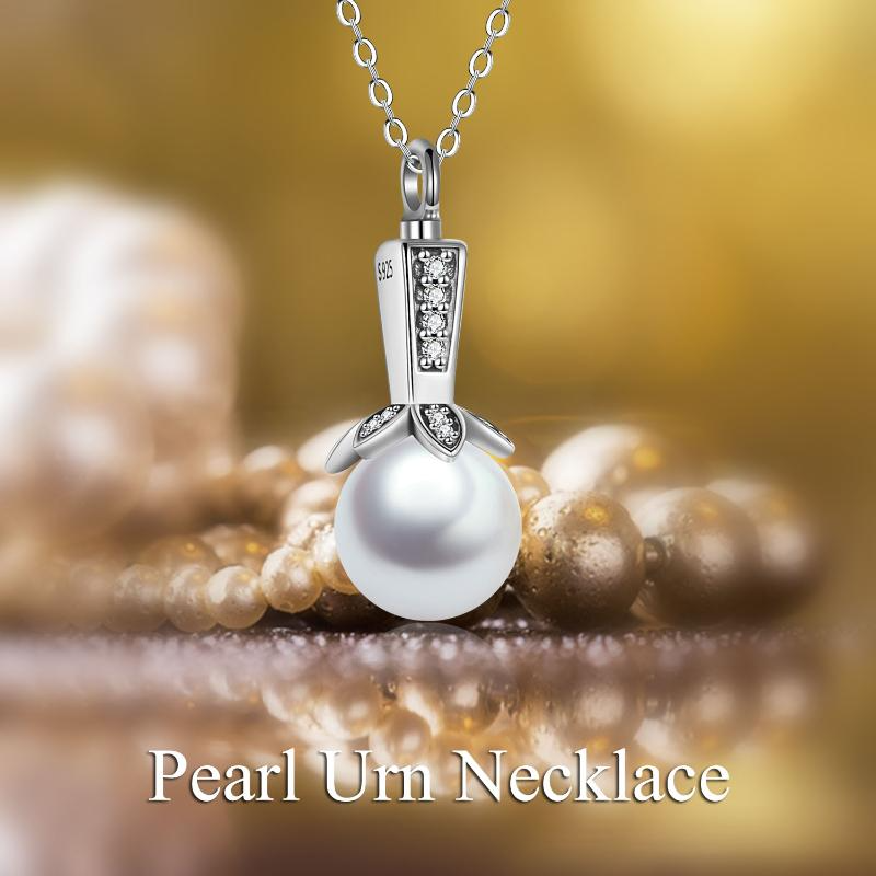 Sterling Silver Pearl Urn Necklace For Ashes Cremation Jewelry