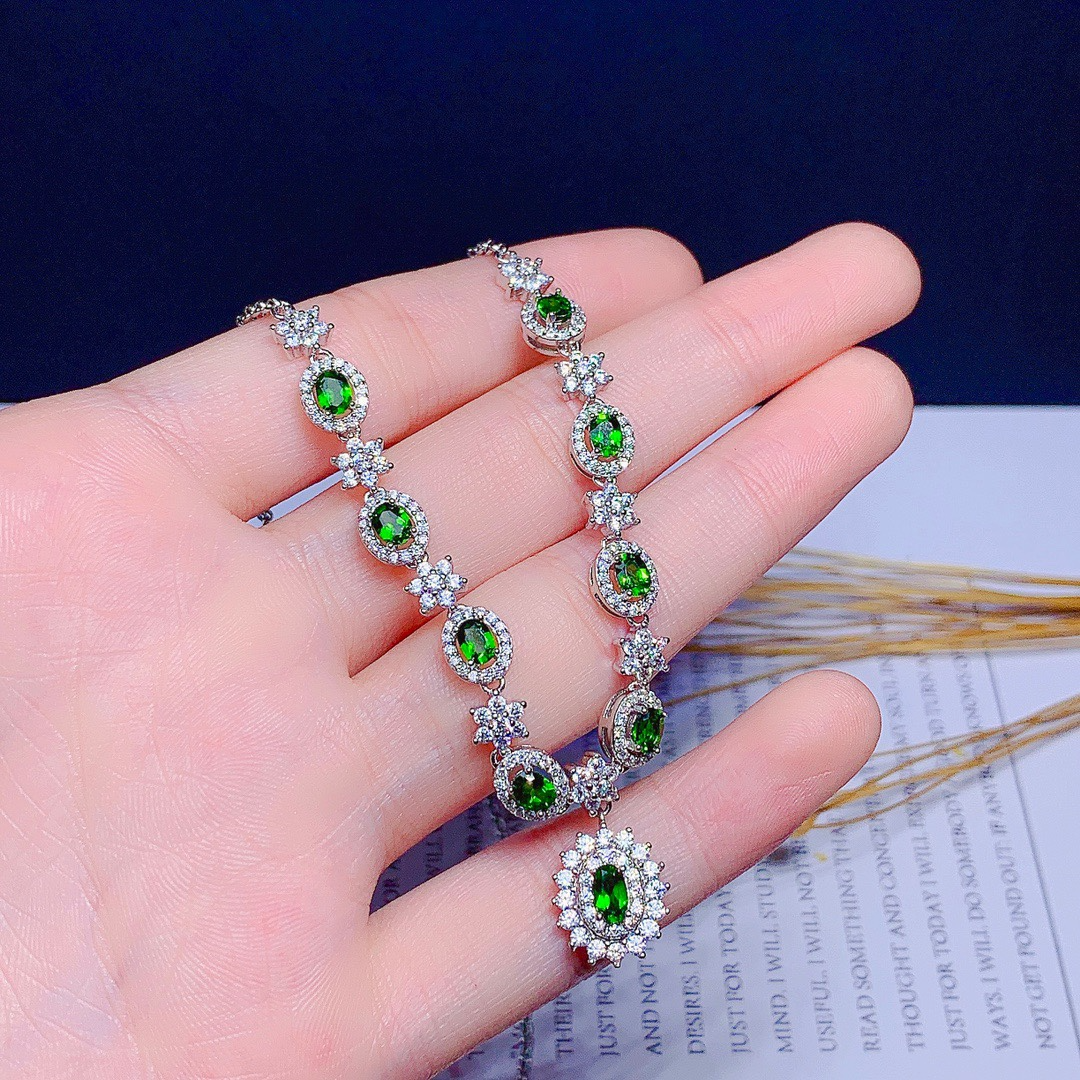 Natural Diopside Necklace Female Pendant S925 Pure - Minihomy