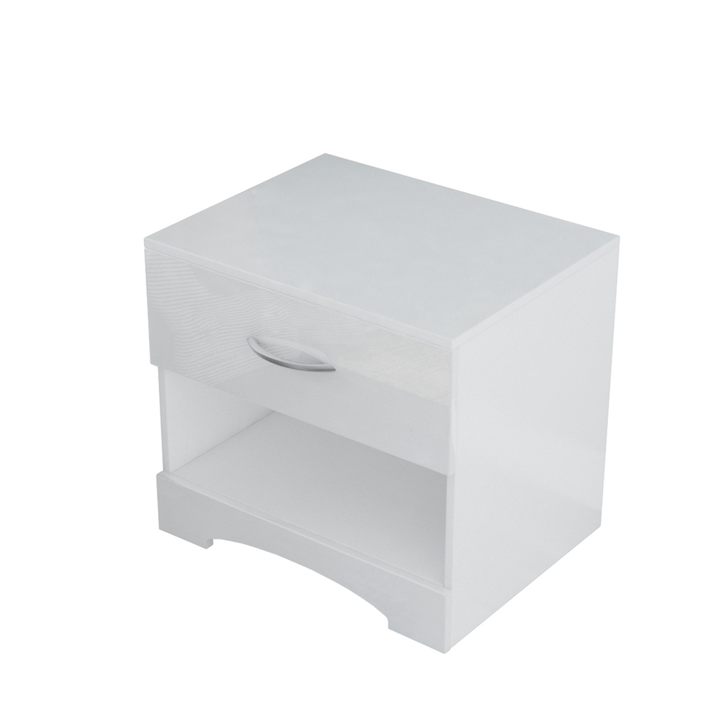 Modern High-gloss Bedside Table Storage Cabinet With One Drawer - Minihomy