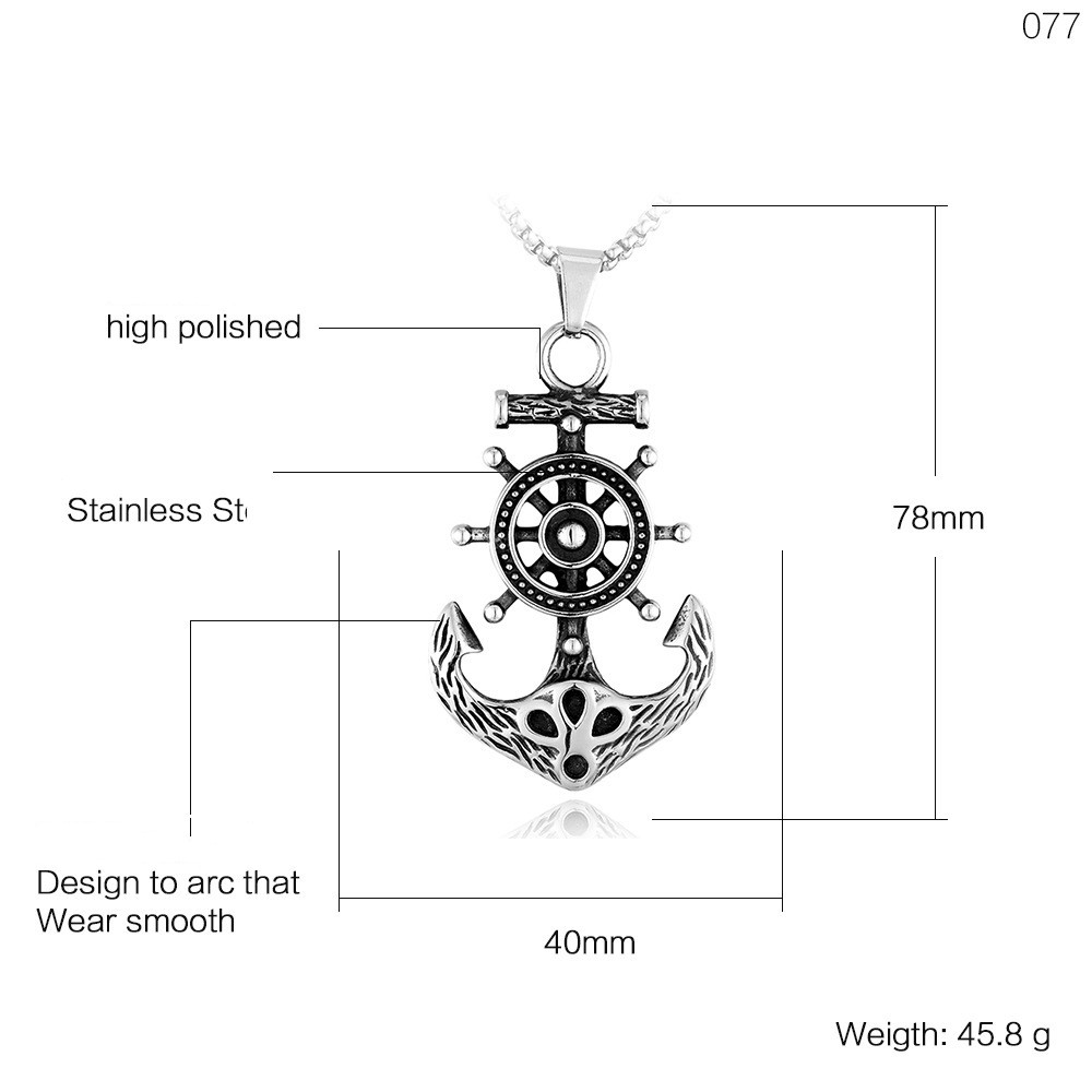 Accessories Titanium Steel Pirate Anchor Pendant, Anchor - Minihomy