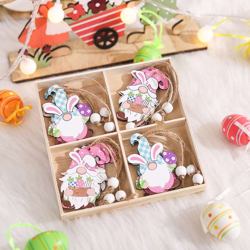 Easter Decorations Wooden Rabbit Car Charm - Minihomy