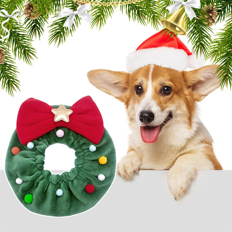 Christmas Pet Bow-knot Collar Friendly To Skin Xmas Pet Scarf Washable Party Pet Dog Neck Strap Scarf Photo Prop Pet Supplies - Minihomy