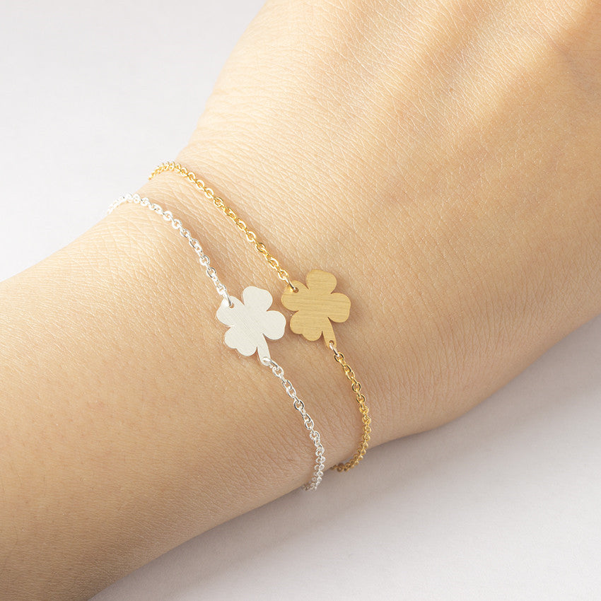 Four Petals Three Leaf Bracelet Charm Woman Jewelry Stainless Steel Friend Gift - Minihomy