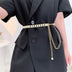 Elegant All-match Pearl Aluminum Chain Summer Dress With Belt Ladies - Minihomy