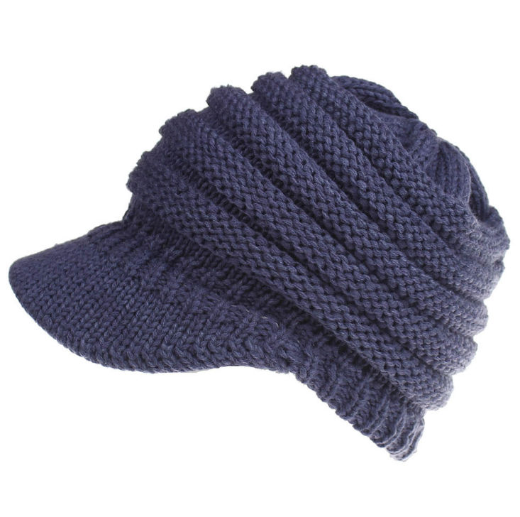 Knitted Baseball Cap Messy Bun Beanie Women Ponytail Beanies Autumn Winter Hats Female Soft Knitting Caps Warm Ladies Skullies - Minihomy