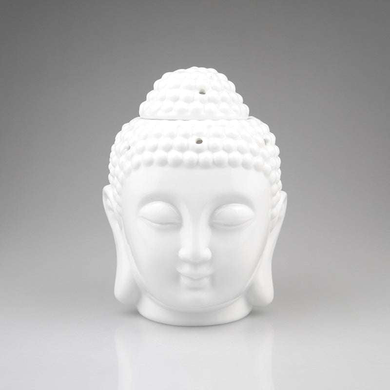 Buddha Head Aromatic Oil Burner Ceramic Aromatherapy Lamp Candle Aroma Furnace Oil Lamp Essential Home Deco Incense Burner - Minihomy