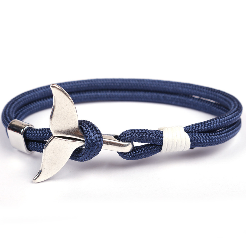 Anchor whale tail umbrella rope handmade couple bracelet - Minihomy